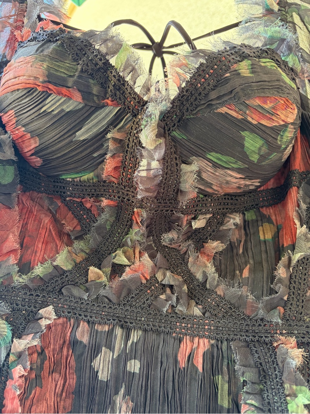 ASOS Black Mini Dress with Red Floral Print - Picture 7 of 13